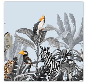Obraz zvířat v tropickém lese (30x30 cm)