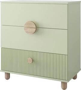 ZEE LOFT Komoda Mátová 79,7 x 48 x 90,2 cm, 3 Zásuvky, MDF ela, Plnovýsuv, Nohy z Bukového Deva, Moderní Nábytek
