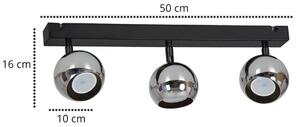 Stropní svítidlo OXFORD, 3x chromové kovové stínítko, (výběr ze 2 barev konstrukce - možnost polohování)