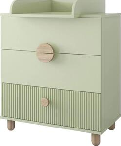 ZEE LOFT Komoda S Pebalovacím Pultem Mátová 79,7 x 48 x 90,2 cm, 3 Zásuvky, Plnovýsuv, Nohy z Bukového Deva