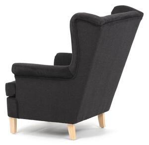 Relaxační křeslo ušák MAVEN — masiv, látka, přírodní / černá