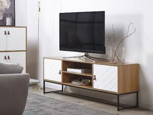 TV stolek/skříňka NAVVEA (světlé dřevo + bílá). 1027061