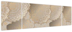 Obraz - Mandaly ve zlatých tónech (170x50 cm)