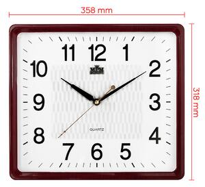 Hranaté plastové hodiny bílé/kaštanové MPM E01.2929
