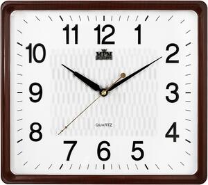 Hranaté plastové hodiny bílé/hnědé MPM E01.2929