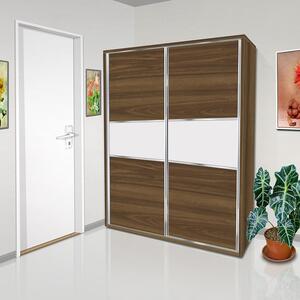 Šatní skříň s posuvnými dveřmi Beta 40 barva lamina: ořech/bílá