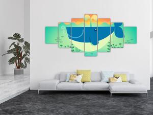 Obraz - Veselá velryba (210x100 cm)