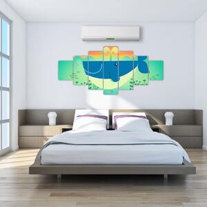 Obraz - Veselá velryba (210x100 cm)