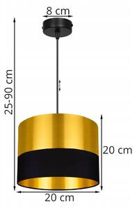 Závěsné svítidlo GOLDEN, 1x zlaté textilní stínítko (výběr ze 2 barev), (výběr ze 2 barev konstrukce)