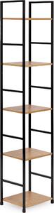 ModernHome CWJ3024144L Devný regál s kovovým rámem a 5 policemi, 144,5 x 23,5 x 29 cm