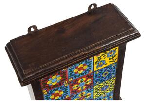 Skřínka na klíče, barevné keramické dlaždice, 21x8x26,5cm (2F)