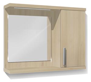 Koupelnová skříňka se zrcadlem K10 pravá barva skříňky: akát, barva dvířek: káva lesk
