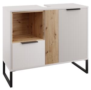 KONDELA Skříňka pod umyvadlo, bílá/dub artisan, CUBO CUB03