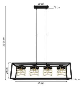 Závěsné svítidlo RASTI CAGE, 4x drátěné stínítko v kovovém rámu, G