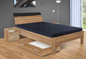 Manželská postel Darina 200x180 cmmatrace 15 cm, Barva postele: ořech lyon, Úložný prostor: s úložným prostorem - šuplík