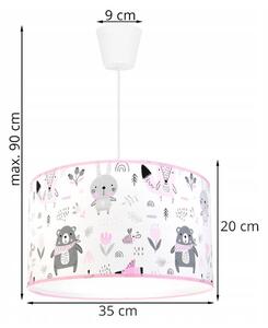Light Home Dětské závěsné svítidlo DAISY, 1x textilní stínítko se vzorem, (fi 35cm)