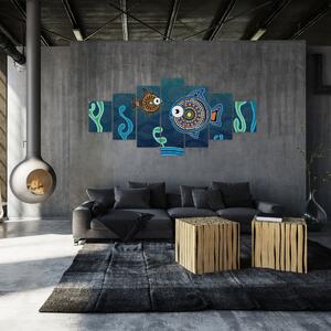 Obraz - Malované rybičky (210x100 cm)