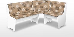 Nabytekmorava Rohová lavice jídelní barva lamina: Bílá 113, Čalounění: MEGA 031 béžová