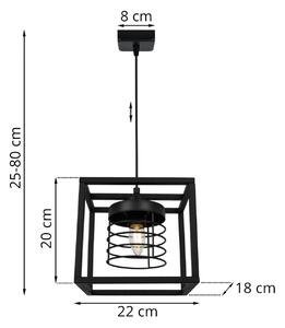 Závěsné svítidlo RASTI CAGE, 1x černé drátěné stínítko v kovovém rámu