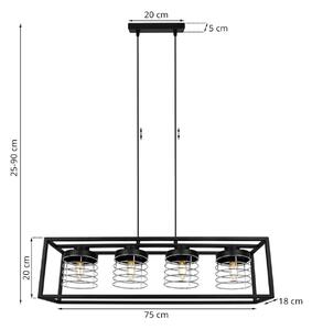 Závěsné svítidlo RASTI CAGE, 4x drátěné stínítko v kovovém rámu, CH