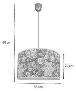 Závěsné svítidlo MANILA, 1x textilní stínítko se vzorem (výběr ze 2 vzorů), (výběr ze 2 barev konstrukce), LP
