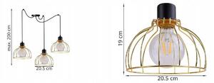 Závěsné svítidlo MOBI SPIDER, 3x zlaté drátěné stínítko, (výběr ze 2 barev konstrukce)
