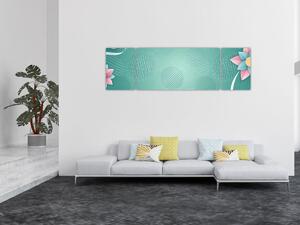 Obraz - Kruhy s květy (170x50 cm)
