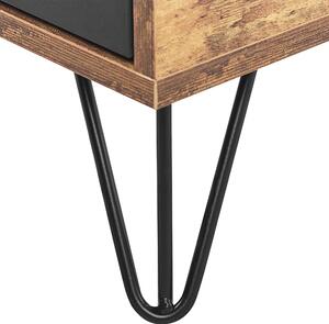 Noční stolek se 2 zásuvkami s efektem tmavého dřeva/černý ARKAN