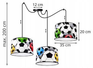 Dětské závěsné svítidlo SOCCER SPIDER, 3x textilní stínítko se vzorem, (výběr ze 2 barev konstrukce)