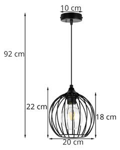 Závěsné svítidlo TORONTO, 1x černé drátěné stínítko