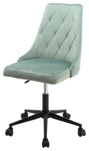 AUTRONIC Pracovní židle, potah zelená sametová látka, výškově nastavitelná a otočná, černý kovový kříž