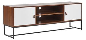 TV stolek/skříňka NAVVEA (tmavé dřevo + bílá). 1027060