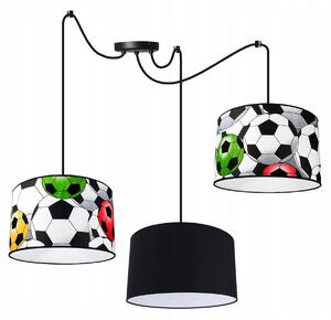 Dětské závěsné svítidlo Soccer Spider, 3x textilní stínítko se vzorem (mix 6 barev), (výběr ze 2 barev konstrukce)