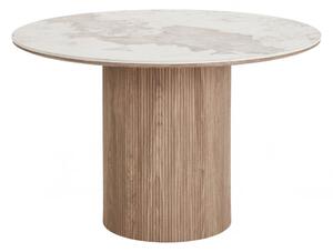Athens jídelní stůl, keramický, bílý/dark brown, Ø120×76 cm – House Nordic