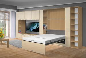 Obývací sestava s výklopnou postelí VS 4070P, 200x160cmbez matrace, odstín lamina - korpus: buk, odstín dvířek: béžová lesk