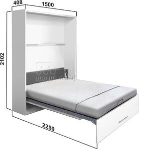 Sklápěcí postel VS 1054 P - 200x140cm barva lamina: Ořech 729/ bílá, standardní