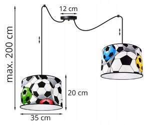 Dětské závěsné svítidlo SOCCER SPIDER, 2x textilní stínítko se vzorem, (výběr ze 2 barev konstrukce)