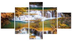 Obraz - Vodopády Huay Mae Khamin, Thajsko (125x70 cm)