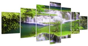 Obraz - Vodopády Huay Mae Khamin, Kanchanaburi, Thajsko (210x100 cm)