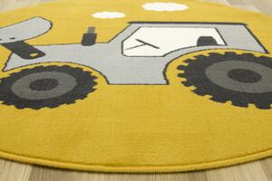 Balta Kulatý dětský koberec Luna Kids 534457/89955 Traktor hořčicový žlutý Rozměr: průměr 120 cm