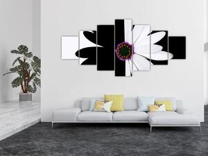 Obraz černobílého květu (210x100 cm)