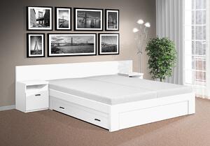 Manželská postel Simon 160x200cm s nočními stolky barva lamina: bílá