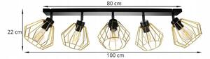 Stropní svítidlo NUVOLA 1, 5x zlaté drátěné stínítko, (výběr ze 2 barev konstrukce - možnost polohování)