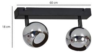 Stropní svítidlo OXFORD, 2x chromové kovové stínítko, (výběr ze 2 barev konstrukce - možnost polohování)
