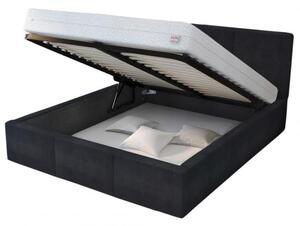 Čalouněná postel AMBER 140x200 Černá Trinity s úložným prostorem kovový rošt