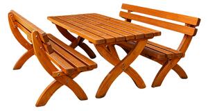 Pivní set ALPIN 180x80cm - masiv smrk - stůl + lavice s opěrkou