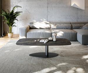 DELIFE Konferenční stolek Edge Boot 140x80 cm keramika Laminam® Noir Desir hnědá Vibany kov černá