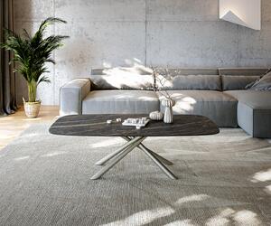 DELIFE Konferenční stolek Edge Boot 140x80 cm keramika Laminam® Noir Desir hnědá Sarity kov titanová barva