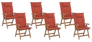 Set 6 ks. zahradních židlí Jakarta (tmavě červená) (s polštáři). 1035733