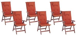 Set 6 ks. zahradních židlí Tratoria (tmavě červená) (s polštáři). 1035737